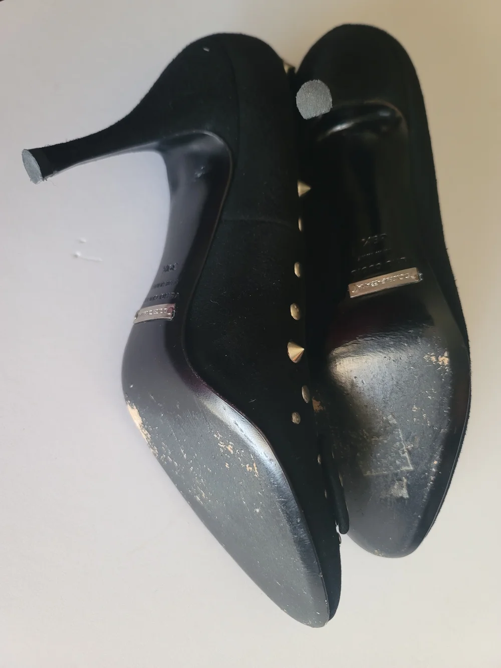 Dolce & Gabbana Black Studded Almond Toe Pumps, EUR 39.5